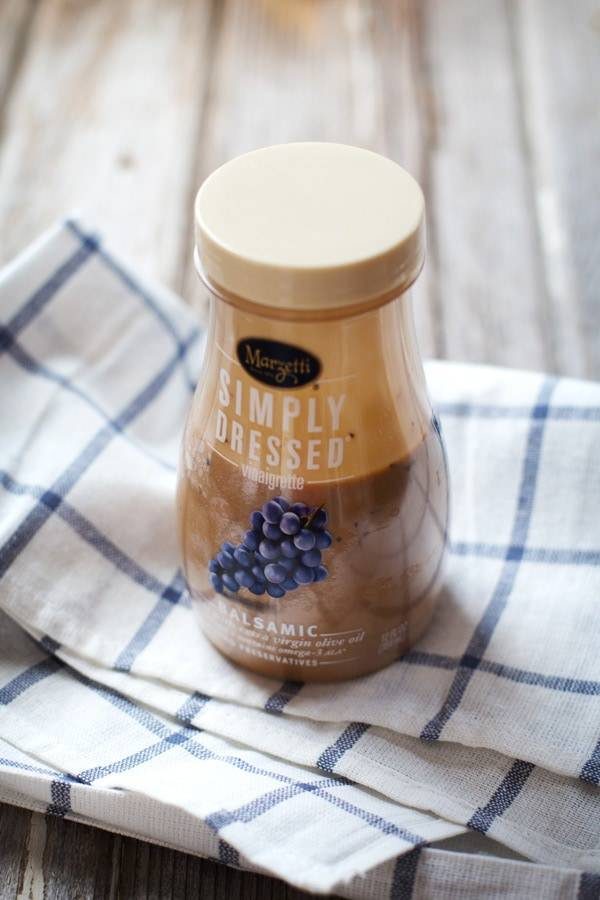Balsamic dressing on a napkin.