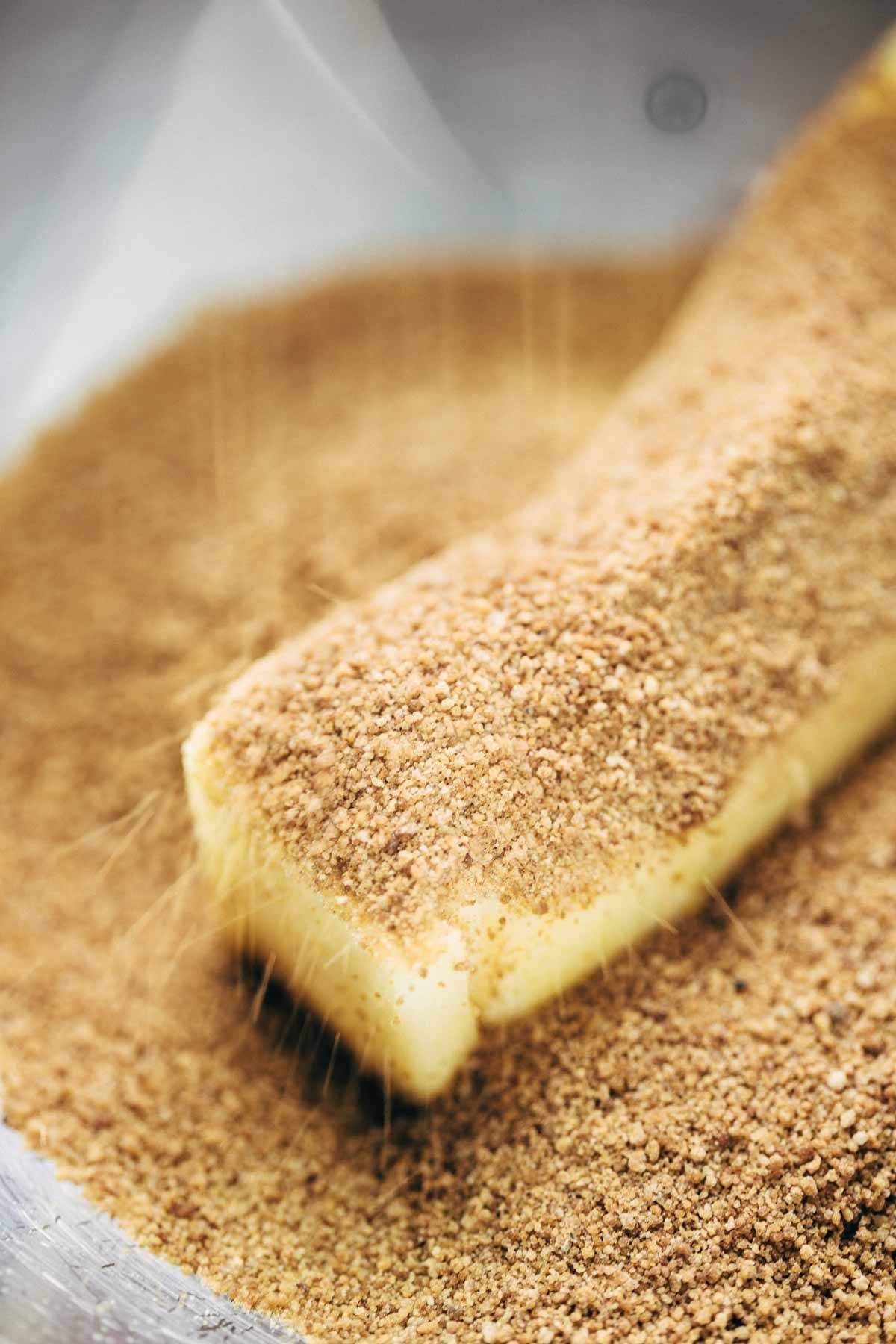 Blueberry Peach Cake recipe uses simple ingredients, whole wheat, no refined sugar, and has a STUNNING presentation. YUM! | pinchofyum.com Sugar and butter in a bowl.