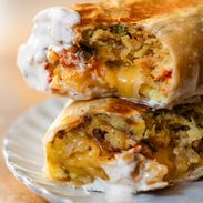 A picture of Sheet Pan Breakfast Burritos with Creamy Chipotle Sauce