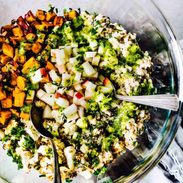 Autumn Glow Salad with Lemon Dressing in a bowl.
